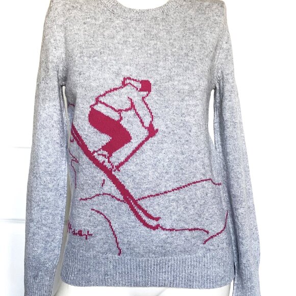 NEW JET SET GRAY 100% SKI CASHMERE CREW NECK SWEATER SIZE: 0 / S - Picture 1 of 8
